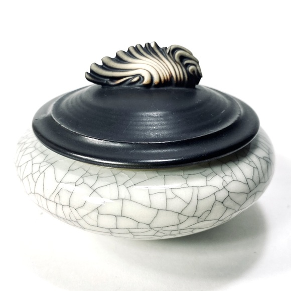 Vintage Andrew MacCorkindale Studio Pottery Jar Blue Crackle Sculptural Signed - Picture 1 of 16